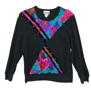 Vintage 80s Fire Islander Long Sleeve Shirt Black M